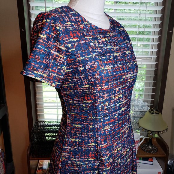 Anthropologie Plenty Dresses by Tracy Reece Blue Tweed Round Neck Dress S XS - Picture 4 of 10